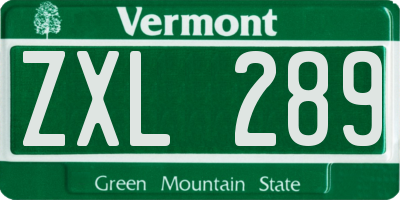 VT license plate ZXL289