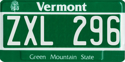 VT license plate ZXL296