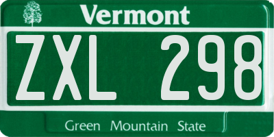 VT license plate ZXL298