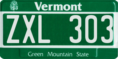 VT license plate ZXL303