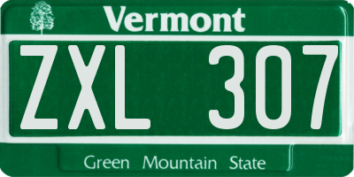 VT license plate ZXL307