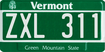 VT license plate ZXL311