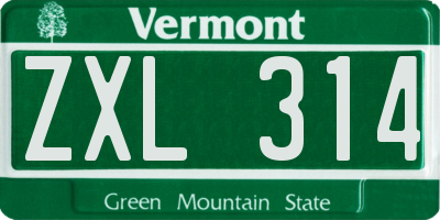 VT license plate ZXL314