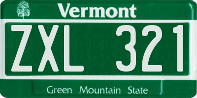 VT license plate ZXL321