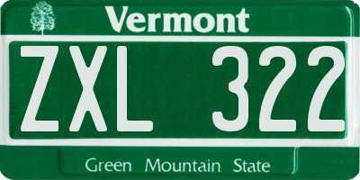 VT license plate ZXL322
