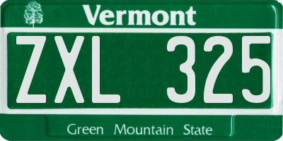 VT license plate ZXL325
