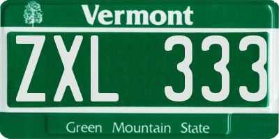 VT license plate ZXL333