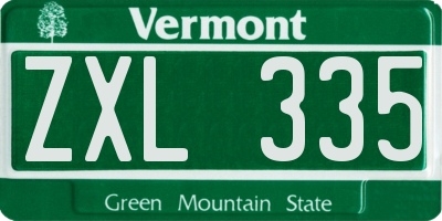 VT license plate ZXL335