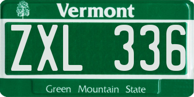 VT license plate ZXL336