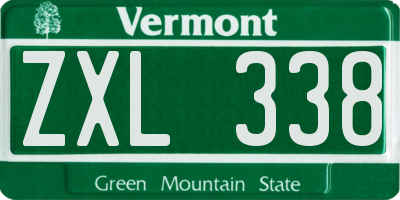 VT license plate ZXL338