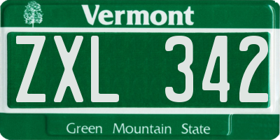 VT license plate ZXL342