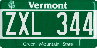VT license plate ZXL344