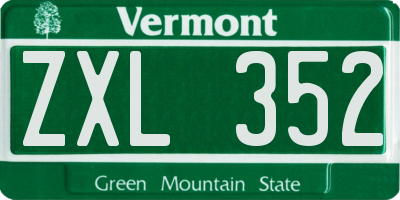 VT license plate ZXL352