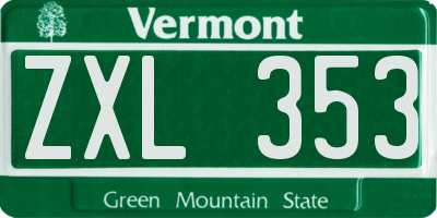 VT license plate ZXL353