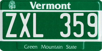 VT license plate ZXL359