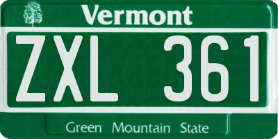 VT license plate ZXL361