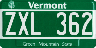 VT license plate ZXL362