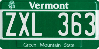 VT license plate ZXL363