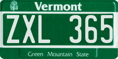 VT license plate ZXL365