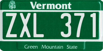 VT license plate ZXL371