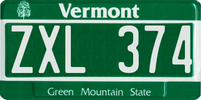 VT license plate ZXL374