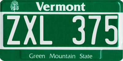 VT license plate ZXL375