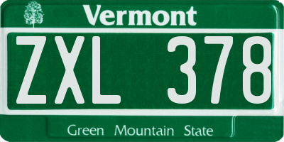 VT license plate ZXL378