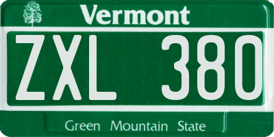 VT license plate ZXL380