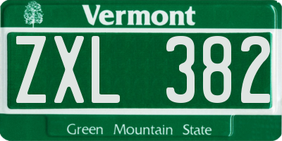 VT license plate ZXL382