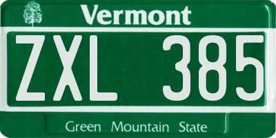VT license plate ZXL385