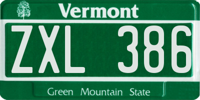 VT license plate ZXL386