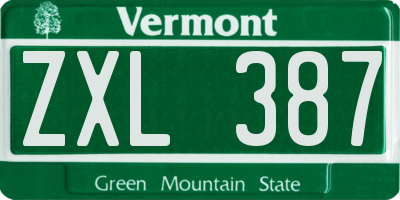 VT license plate ZXL387