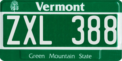 VT license plate ZXL388