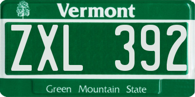 VT license plate ZXL392