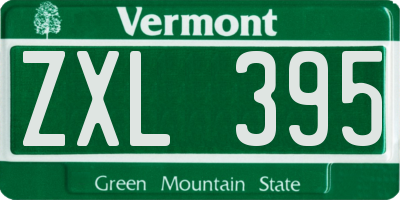 VT license plate ZXL395