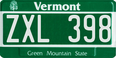 VT license plate ZXL398