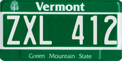 VT license plate ZXL412