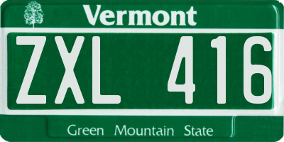 VT license plate ZXL416