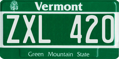 VT license plate ZXL420