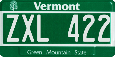 VT license plate ZXL422