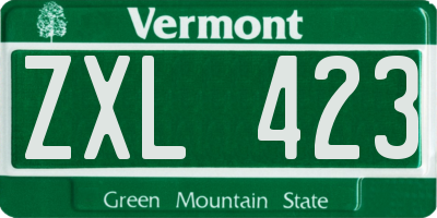 VT license plate ZXL423