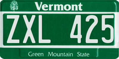 VT license plate ZXL425