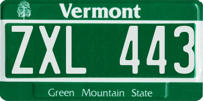 VT license plate ZXL443