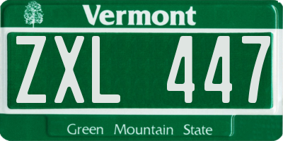 VT license plate ZXL447