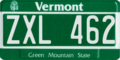 VT license plate ZXL462
