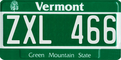 VT license plate ZXL466