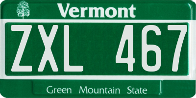 VT license plate ZXL467
