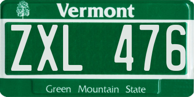 VT license plate ZXL476