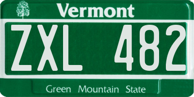 VT license plate ZXL482
