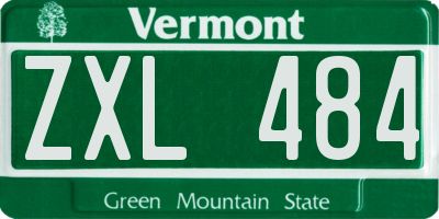 VT license plate ZXL484